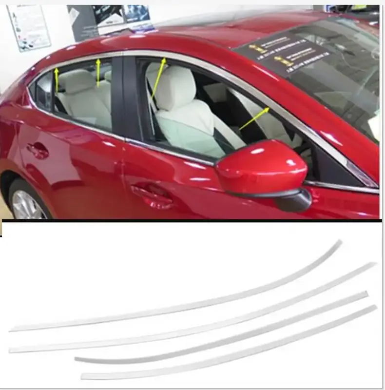 Mazda 3 Axela M3 용 상단 윈도우 프레임 커버 트림 2014 2015 2016 2017 2018 4 도어 5 도어 4 pcs
