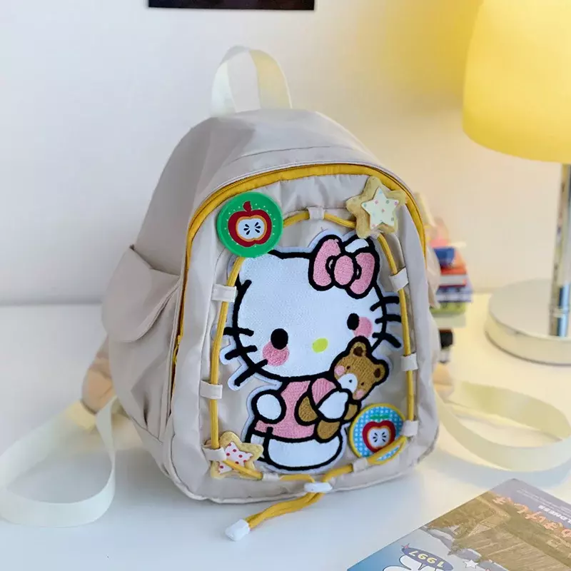 Sanrio-mochila escolar de Hello Kitty para estudiantes, bonita mochila ligera de dibujos animados para niños, gran capacidad