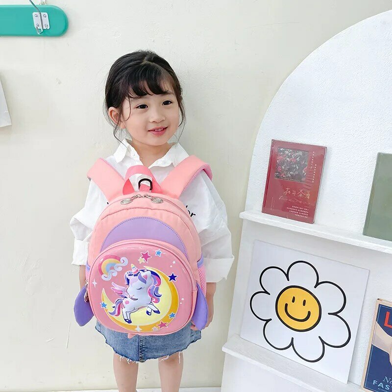 New Anti-lost Children's Schoolbag Cartoon Unicorn Load Reduction Backpack for 2-4 Years Old Kindergarten Girls Travel Backpacks