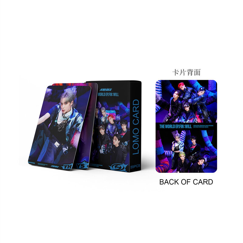 Kpopアルバムateezレーザーカード、ホログラフィックフォトカード、Lomoカード、seongwa yunho、女の子へのギフトコレクション、美しい写真カード、新しい、50個
