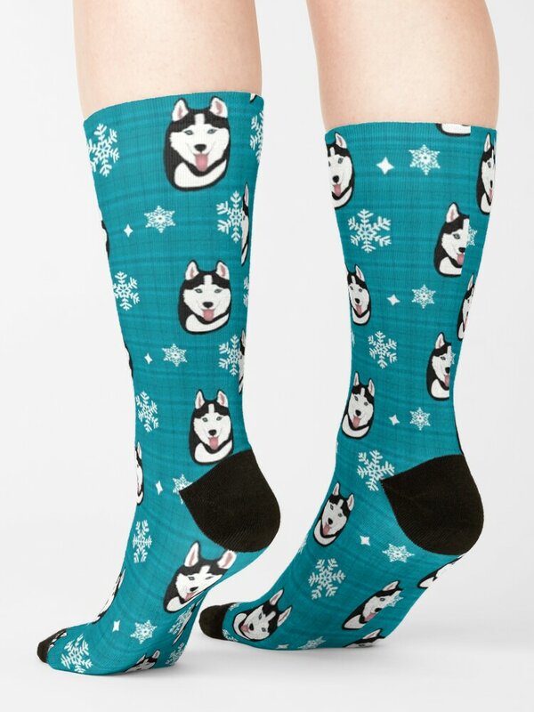 Зимние Праздничные Носки Husky (синие), женские милые мужские носки