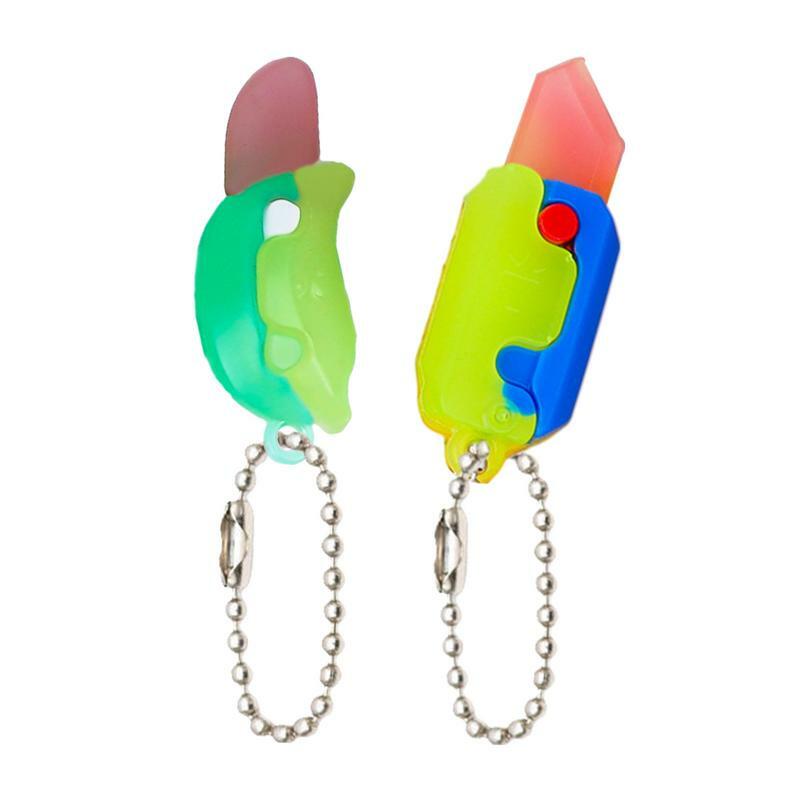 Mainan sensorik anak-anak bentuk pisang lobak Fidget mainan anak-anak latihan jari mainan hiburan anak laki-laki perempuan lucu tas liontin