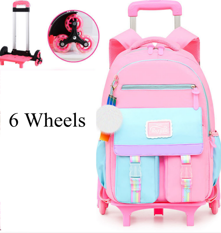 車輪付きの女の子のための学校のバックパック,ホイール付きのランドセル