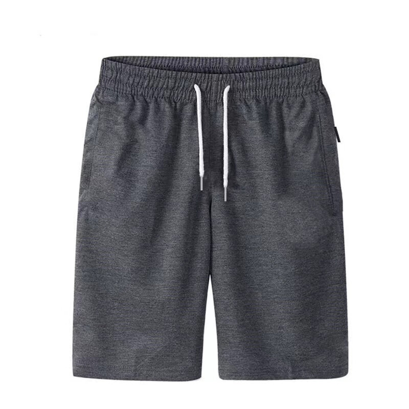 Шорты-карго мужские с эластичным поясом, тонкая Свободная верхняя одежда с карманами, охлаждающие однотонные спортивные пляжные штаны с Кулиской
