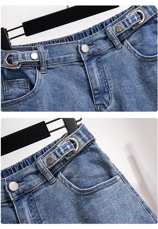 Shorts jeans de algodão preto e azul solto feminino com bolso, calças quentes para senhoras, grandes, plus size, 3XL, 4XL, 5XL, 6XL, 7XL, novo, verão, 2023