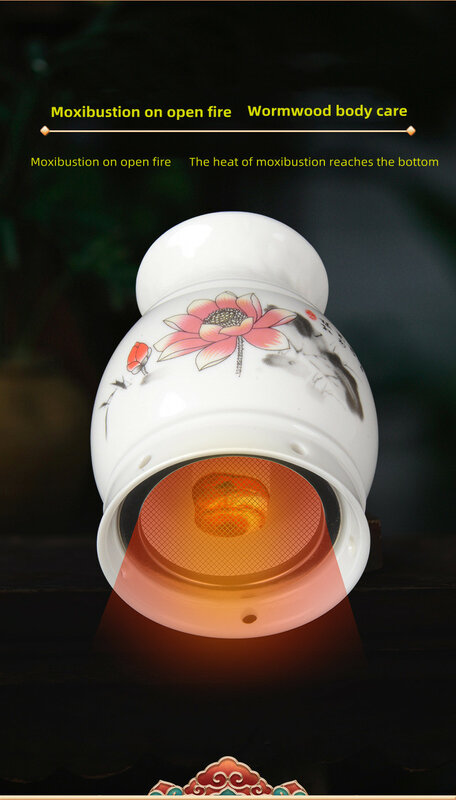 Ceramic Moxibustion Cup Double-layer Multi-functional Household Hand-held Moxibustion Scraping Moxibustion Pot
