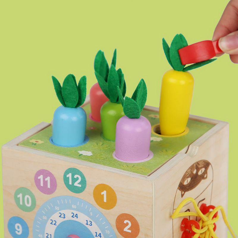 Holz Aktivität zentrum 8-in-1 pädagogische Spielzeug Sortierung Stapel Aktivität Würfel Holz Spiel würfel Kinder liefert für 1-3 Jahre alt