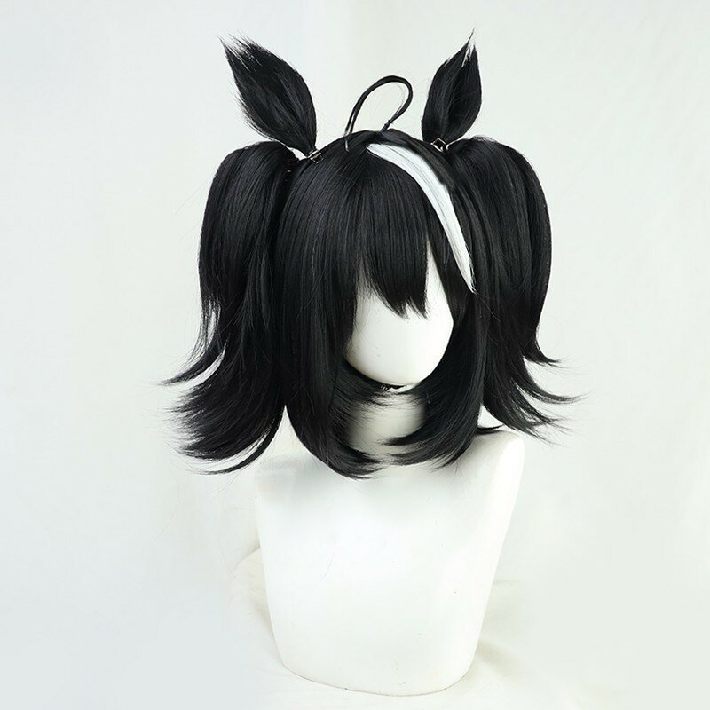 Kitasan Black Anime wig racehorse Pretty Derby Rice cos wig dark brown animal ear role-playing costume Halloween