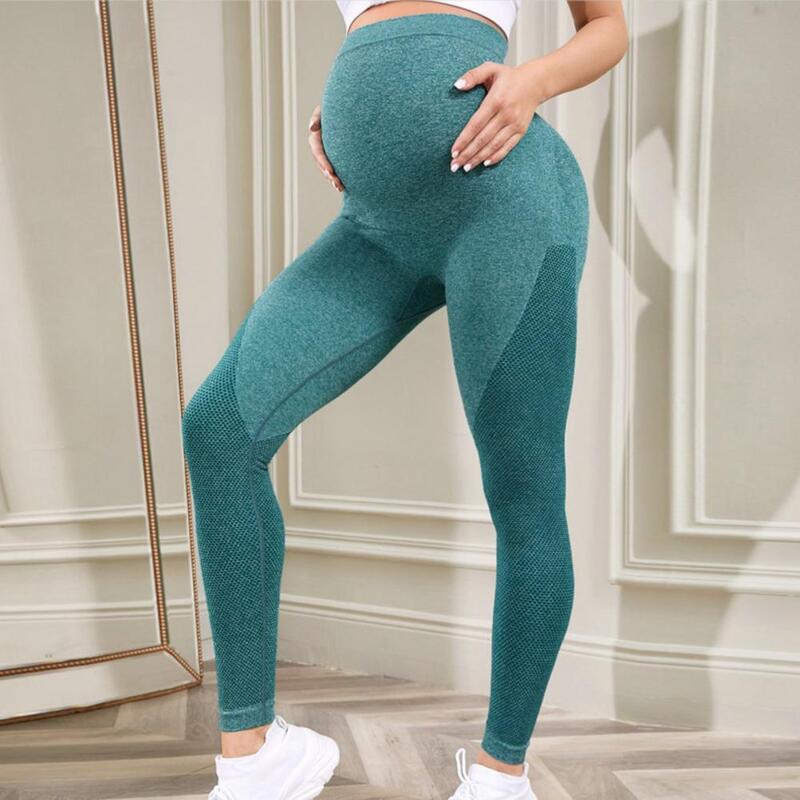 Leggings gravidez elegantes com suporte de cintura alta para barriga Shaping, Leggings exercício malha para mulheres grávidas