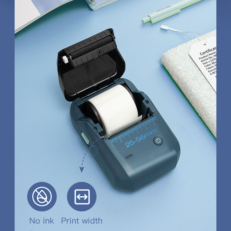 Niimbot B1 Impressora de etiquetas térmicas, Bluetooth Portátil Etiqueta de bolso Maker, Barcode QR Code, Etiqueta auto-adesiva Máquina de rotulagem