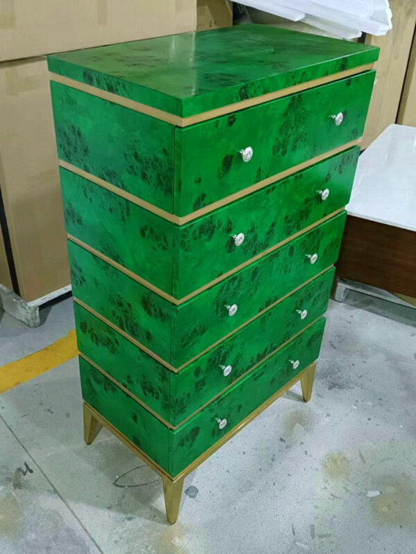 Solid Wood Chest of Drawers Emerald Five Buckets Storage Cabinet Light Luxury Cabinet