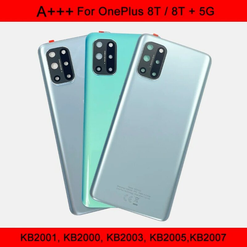 A+++ Glass For OnePlus 8T Battery Cover Rear Housing Cover Repair 1+ 8t + 5G Back Door Case Replacement