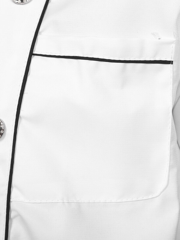 Veste de chef blanche pour hommes et femmes, uniforme de cuisine Chamonix, col montant, bouton vers le bas, abonnés, garniture de documents, hôtel et restaurant