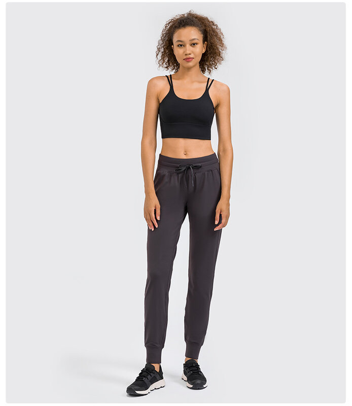 Брюки на шнуровке, женские спортивные штаны для фитнеса с двумя боковыми карманами, 4-сторонние эластичные леггинсы, женские эластичные штаны, брюки