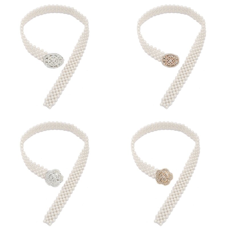 Modne paski łańcuszkowe dla kobiet Elegancki długi pasek perłowy Obcisła sukienka Pas biodrowy