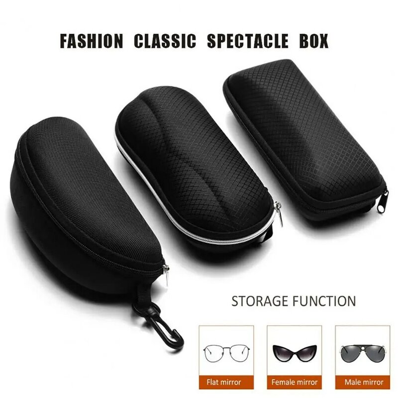 Étui à lunettes de soleil noir en microcarence, portable, durable, de haute qualité, sac à fermeture éclair, unisexe, boîte à lunettes, boîte à miroir plat