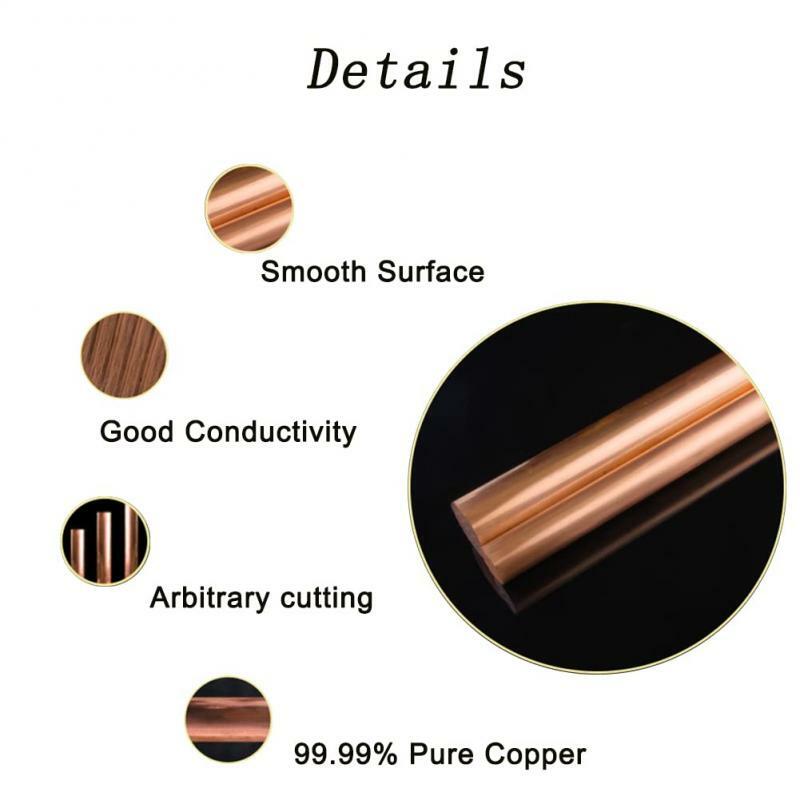 Barra redonda de cobre de 1 piezas, barra metálica de fresado metalúrgico de 3mm, 4mm, 5mm, 6mm, 8mm-30mm, varilla de cobre de Length50mm-300mm