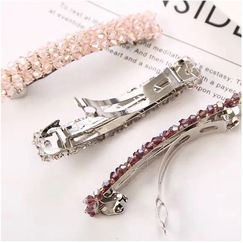 9.0CM Women's Crystal Spring Hair Clip Exquisite Fish Thread Knitted Hair Clip Simple and Versatile French Fashion Accessories