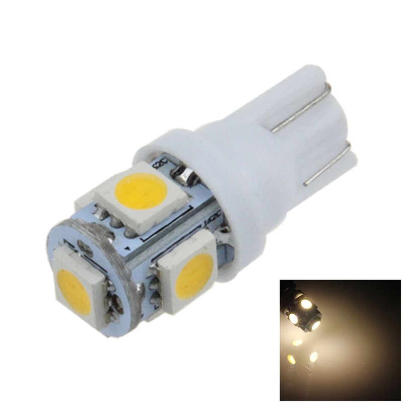 1x Warm white RV T10 W5W Reverse Light Backup Bulb 5 Emitters 5050 SMD LED 280 285 447 A007