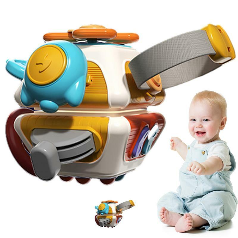 Nave espacial colorida sensorial cubo, Criativo Puxar Cordas Brinquedo, Volante interativo, Rotação 360, Montessori Brinquedo, 10 Lados