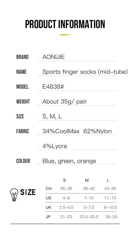 3คู่/เซ็ต E4838 Aonijie สำหรับทั้งชายและหญิงถุงเท้า Nike อัปเกรดนักกีฬาวิ่งห้านิ้วถุงเท้าวิ่งมาราธอน toesocks สำหรับการแข่งการฝึก