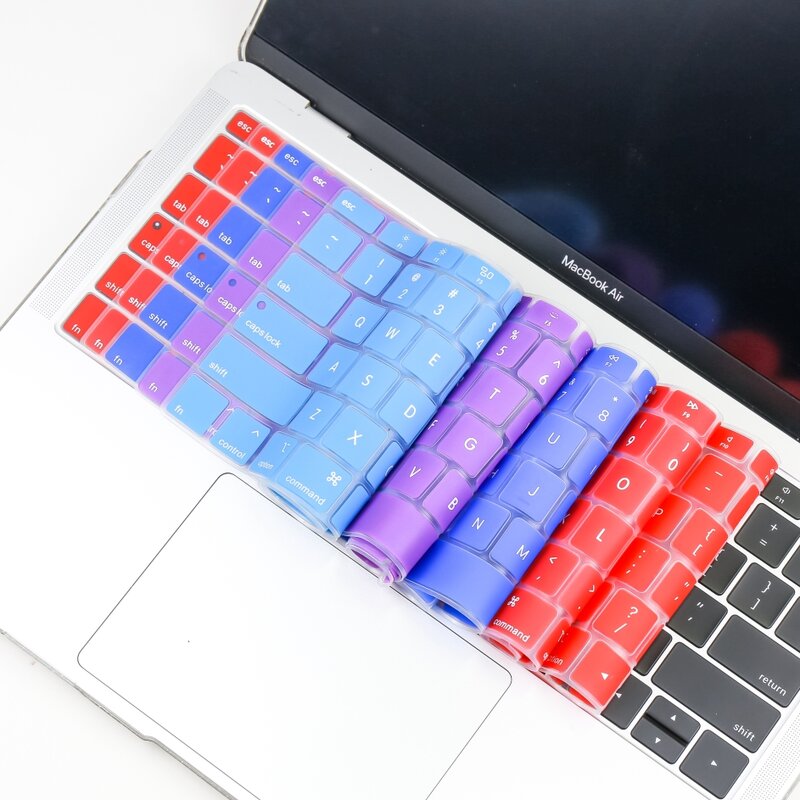 Penutup Keyboard Silikon untuk Macbook Pro 13 2021 2020 2019 M1 Air 13 Penutup Layar TPU Pelindung Stiker Film EU US-Enter