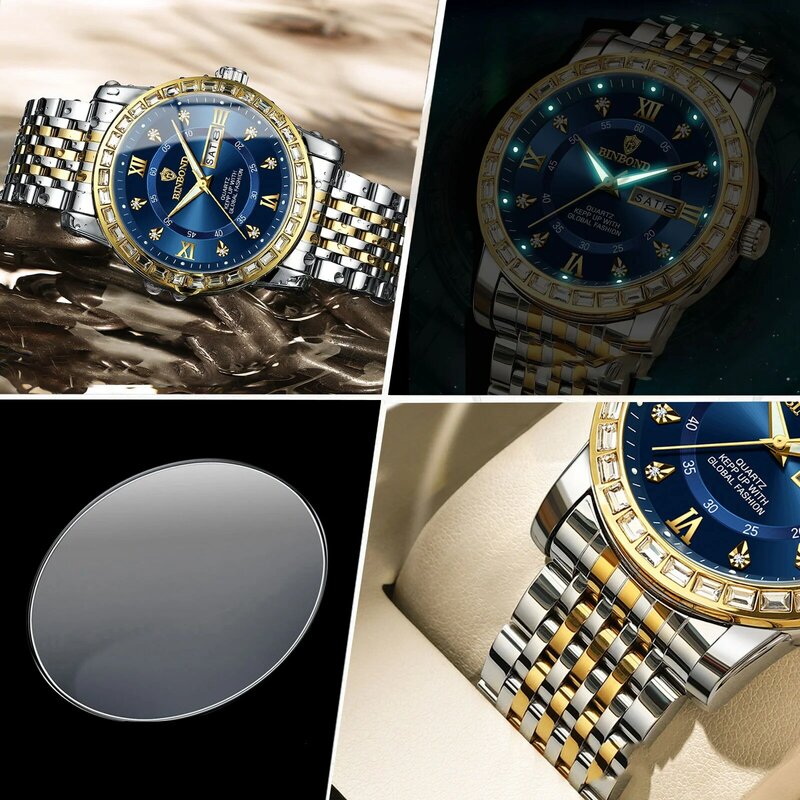 Reloj deportivo de acero inoxidable para hombre, cronógrafo de cuarzo, luminoso, resistente al agua, elegante, marca superior, nuevo