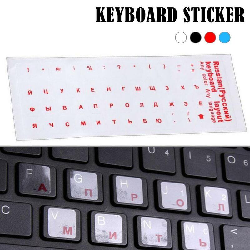 Adesivi per tastiera trasparenti russi lingua alfabeto etichetta bianca nera per Computer PC protezione antipolvere accessori per Laptop