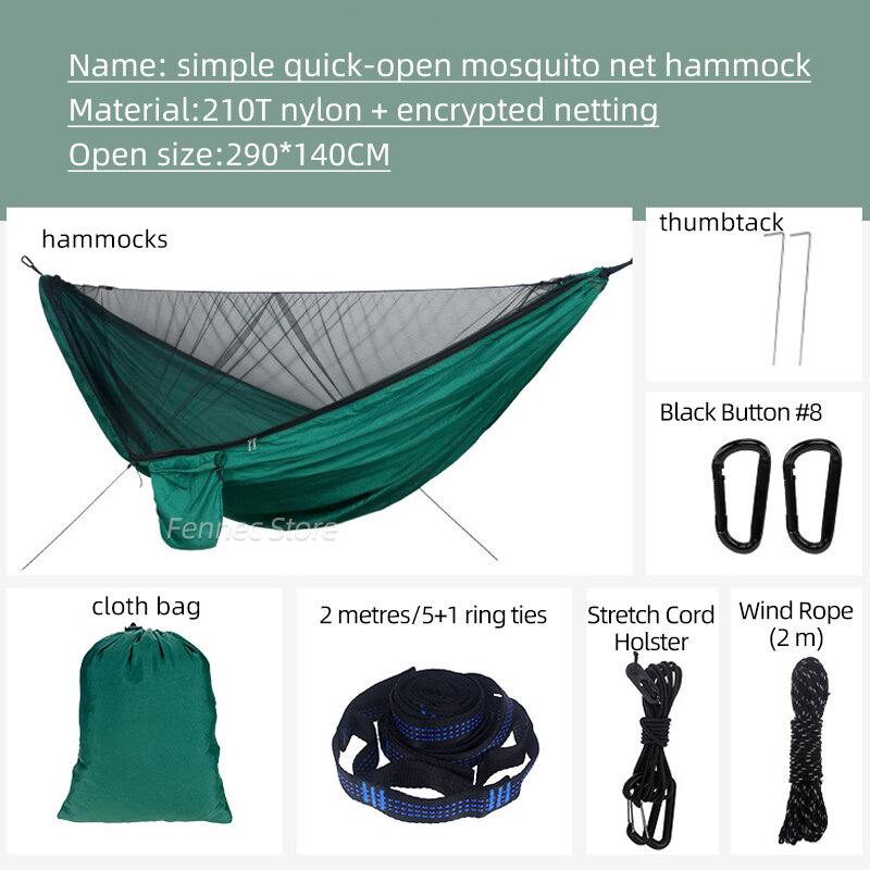 Lightweight Double Person Hammock Mosquito Net 290*140cm Portable Hammock with Mosquito Net Outdoor Camping Mosquito Proof