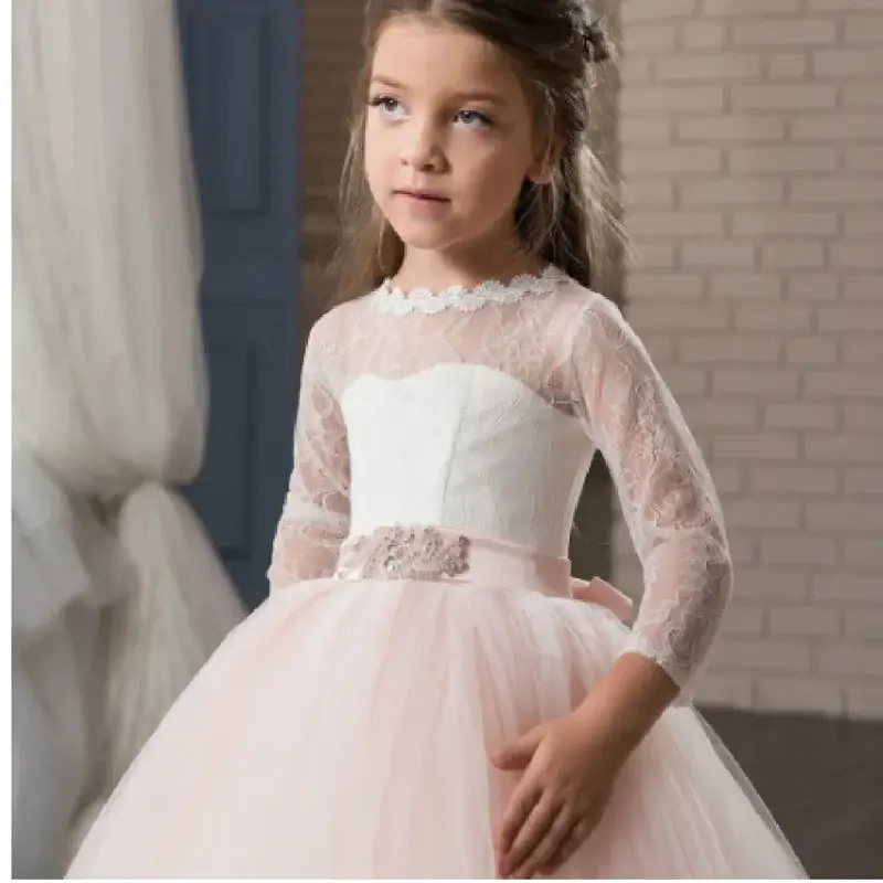 Flower Girl Dress Puffy Toddler Floor-Length a-line Little Girl Wedding Birthday Party First comunione Holiday Dress