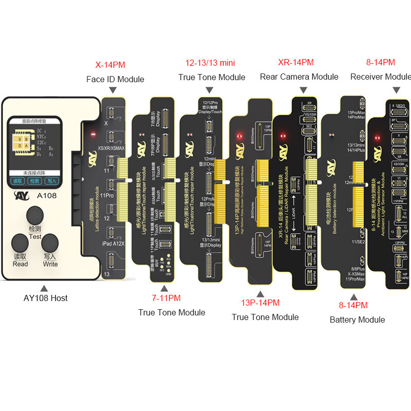 AY108 alat reparasi proyektor matriks True Tone, untuk iPhone 8-14 Pro MAX ID wajah/baterai FPC kabel fleksibel alat baca/tulis