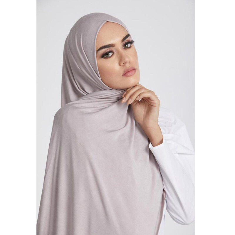 Jersey katun Modal syal jilbab syal Muslim panjang polos lembut ikat kepala dasi untuk wanita ikat kepala Afrika 170x60cm