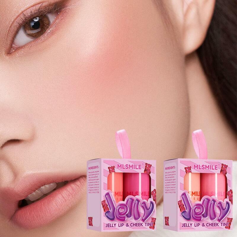 Grape Jelly Blush Lipstick Red Tint Lip and Cheek Dual-use Cream Waterproof Long Lip Lasting Color Cheek Rouge Balm Blusher P4S9