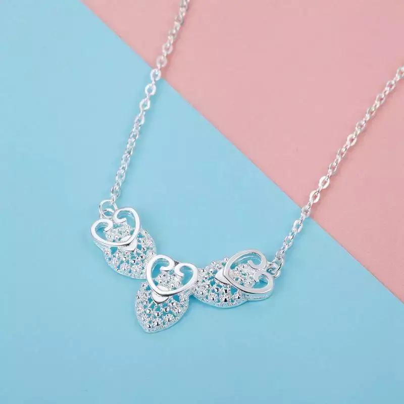 925 Sterling Silver heart Pattern Pendant Necklace For Women 18 inches Fashion party Christmas gift Wedding noble brands Jewelry