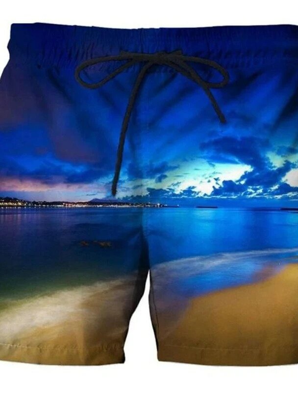 Pantalones cortos de tabla para hombre, bañador con cordón, árbol de coco, secado rápido, Hawaiano, informal, rosa y azul