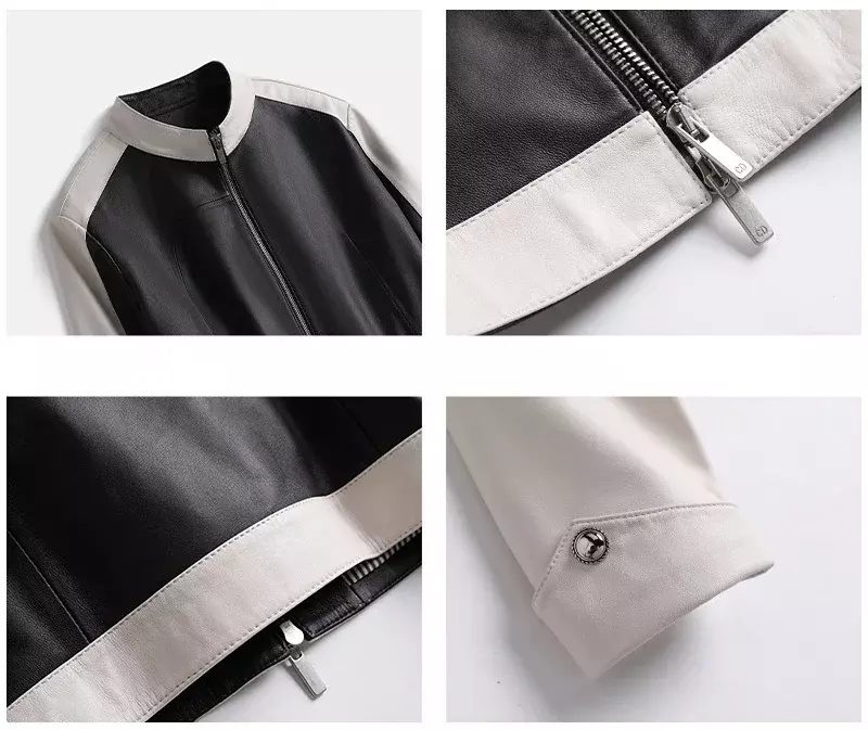 Tajiyane-여성용 고품질 정품 양피 자켓, 진짜 가죽 자켓 짧은 코트 스탠드 칼라 패션 차케타