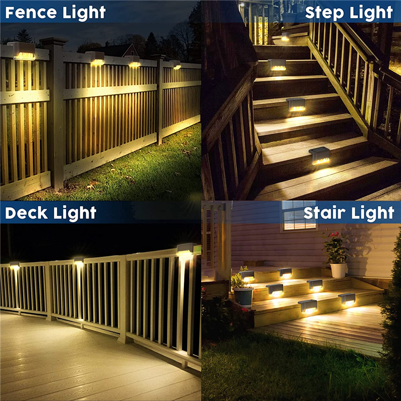 1/2/4/8/16/20/24pcs LED Solar Stairs Lights Outdoor Lighting Waterproof Step deck Light Fence Railing Garden Yard Decoration