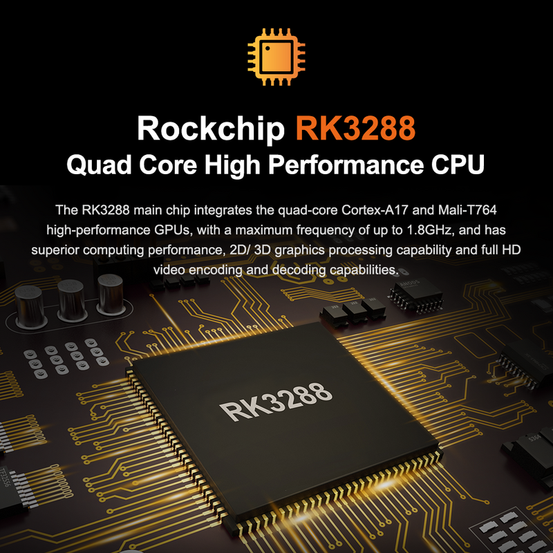 คอมพิวเตอร์ขนาดเล็กอุตสาหกรรมไม่มีพัดลม USB HDMI LAN Ubuntu 18.04, Debian 9, buildroot + Qt Android OS Rockchip RK3288 CPU