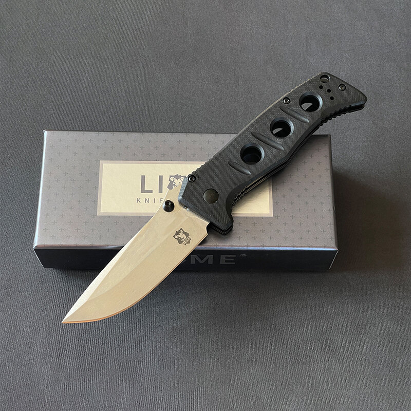 Liome-cuchillo plegable táctico de alta calidad para exteriores, herramienta EDC de bolsillo de supervivencia para acampar, mango G10, 273 ejes