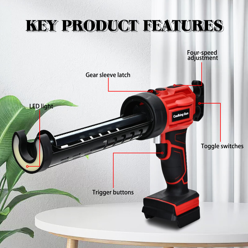 Cordless Caulking Gun 10 Oz/300ml Electric Silicone Gun with LED Light 4 Adjustable Speed for Makita 18V Battery (No Battery)