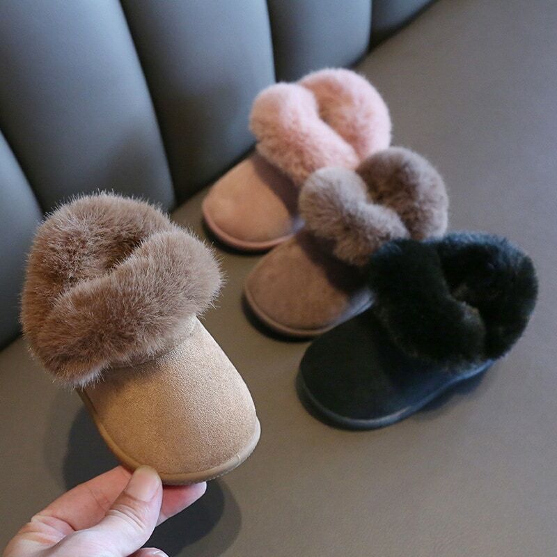 Плюшевые теплые детские зимние ботинки, обувь для маленьких девочек, хлопковая обувь, обувь для первых шагов, Нескользящие ботинки для младенцев