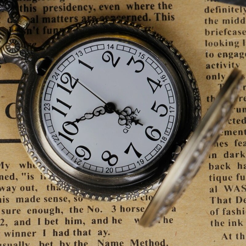 Reloj de bolsillo antiguo con diseño de Alicia para mujer y niña, cadena FOB con diseño de flores, collar Vintage, regalo para niños