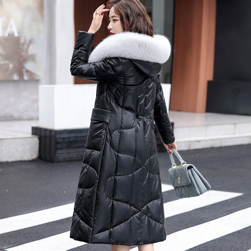 Manteau en duvet de mouton pour femme, Long, épais et chaud, à la mode, élégant, en fourrure de renard, automne-hiver