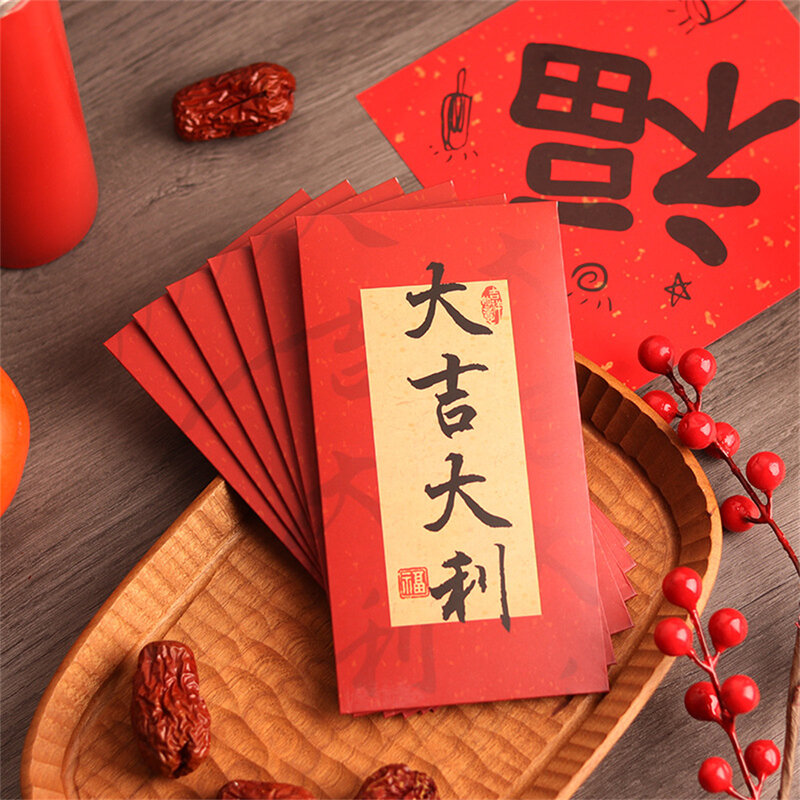1 ~ 8 Stuks Retro Stijl Opvouwbare Rode Envelop Mode Harde Schaal Rode Envelop Chinese Traditionele Cultuur Nieuwjaar Rode Envelop