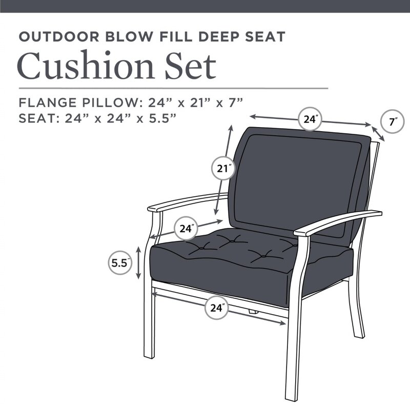 Mainstenci- Coussin de siège profond rectangulaire, bleu indigo, extérieur, 2 pièces, 45 po x 24 po