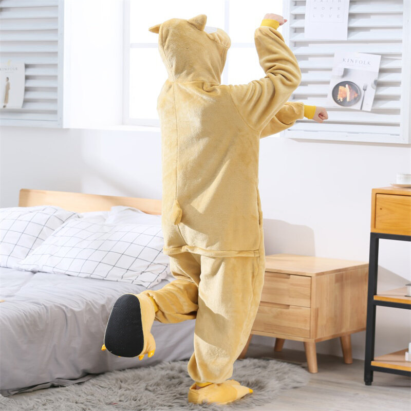 Фланелевая пижама в виде животного, Милая зимняя Домашняя одежда унисекс