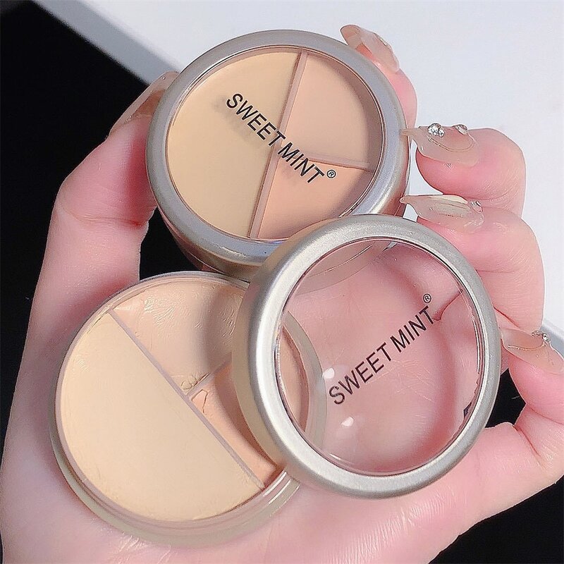 3-Color Concealer Palette Cream Texture Covers Acne Marks Dark Circles Multifunction Face Makeup Lasting Brighten Face Cosmetics