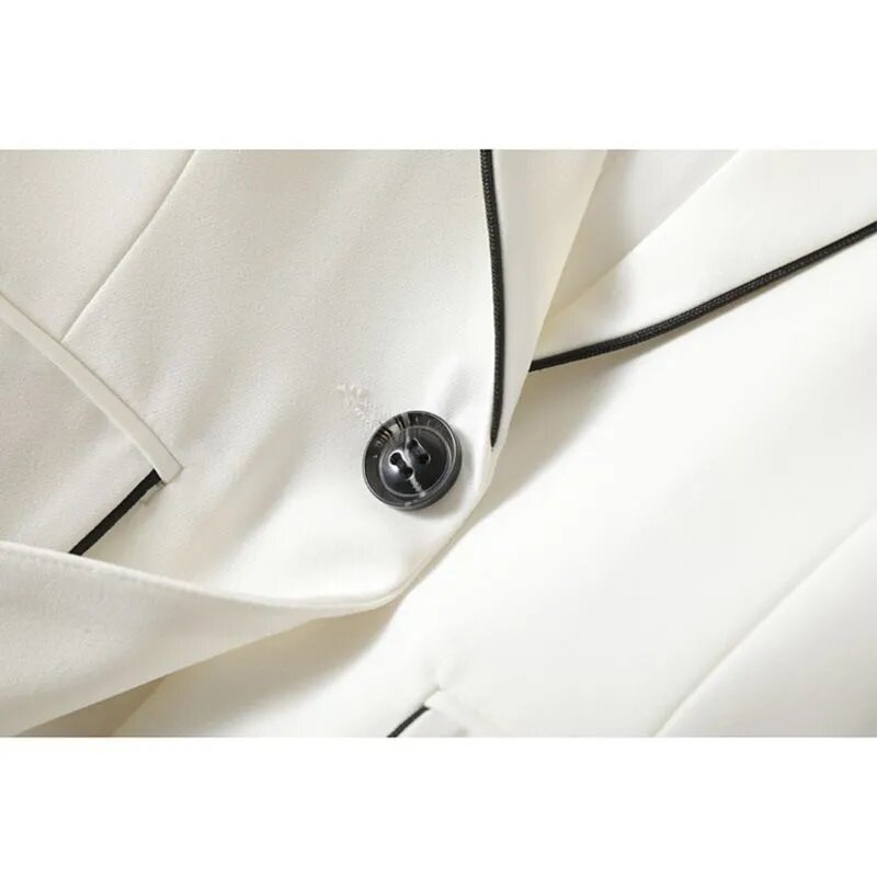 Blazer blanc glacé pour femme, gilet doublé sauvage, veste mince à structure unique, haut imbibé, nouvelle collection printemps et été
