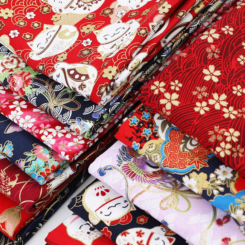 Patroon Katoen Bronzing Stof, Patchworks Quilten Voor Kimono Cheongsam Diy Tas Handgemaakte Doek