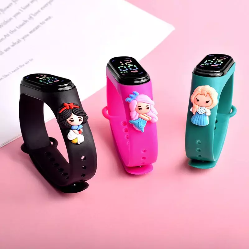 방수 스마트 터치스크린 어린이 디지털 시계, Led 전자 시계, 만화, 소녀, 아이 시계, 생일 선물, 팔찌 시계